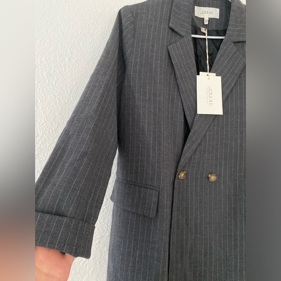 NWT The Great SHLUMPY BLAZER GRAY PIN STRIPED size 1 (4/6) - Picture 7 of 9